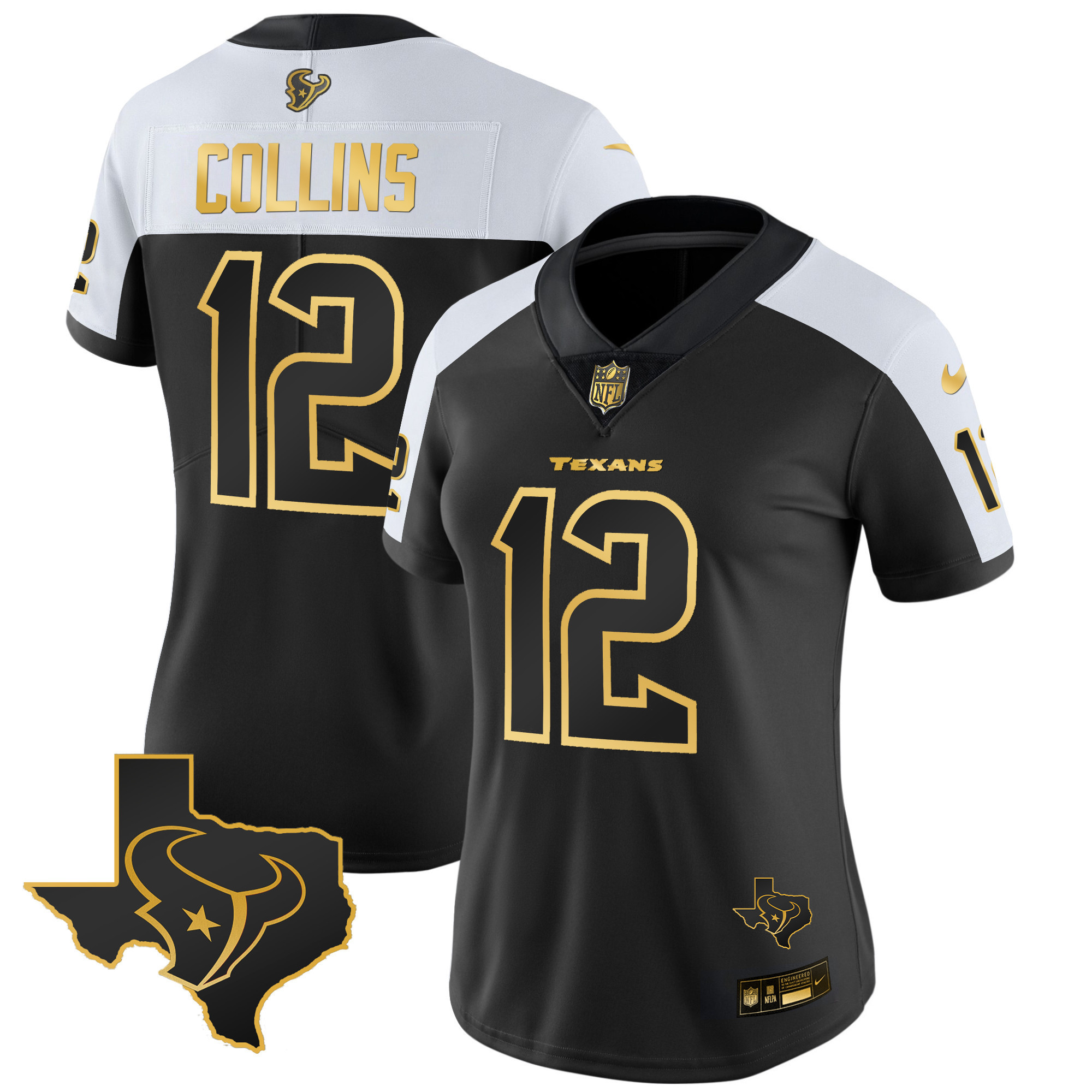 Nico Collins Women's Houston Texans Gold Vapor Limited Alternate Gold Jersey - All Stitched