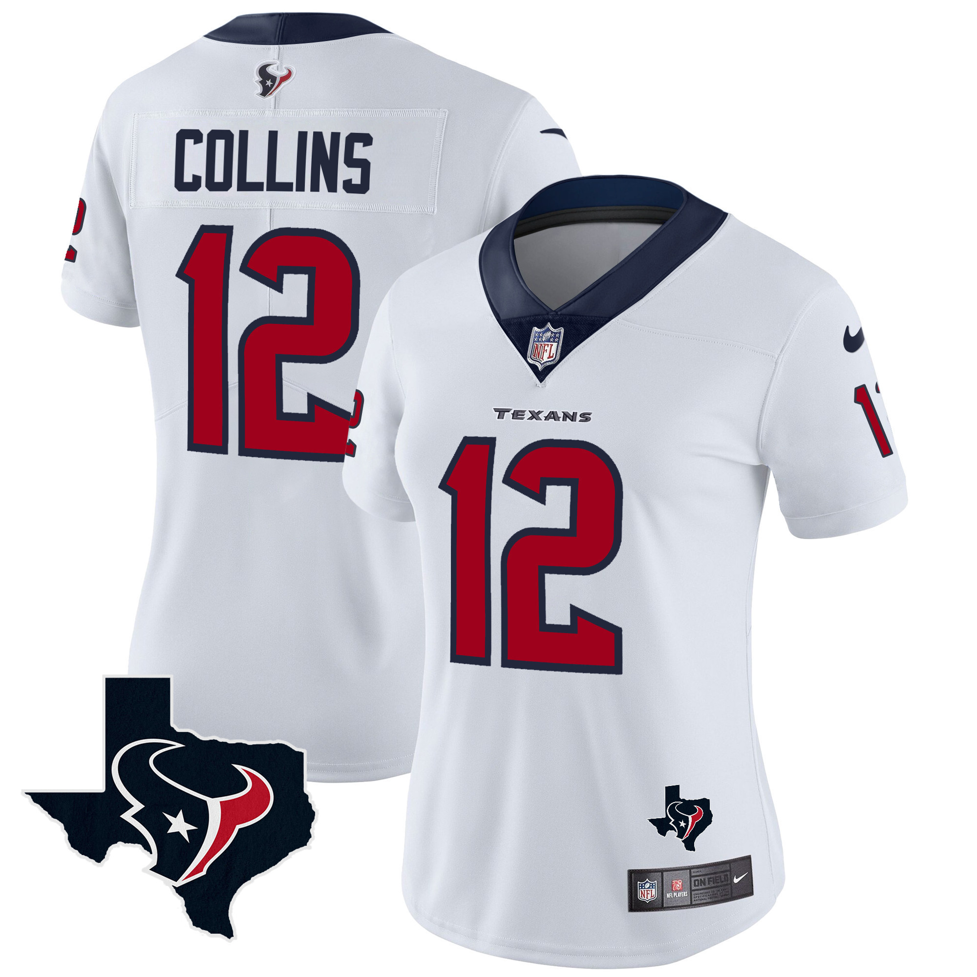 Nico Collins Women's Houston Texans Vapor Limited White Jersey - All Stitched