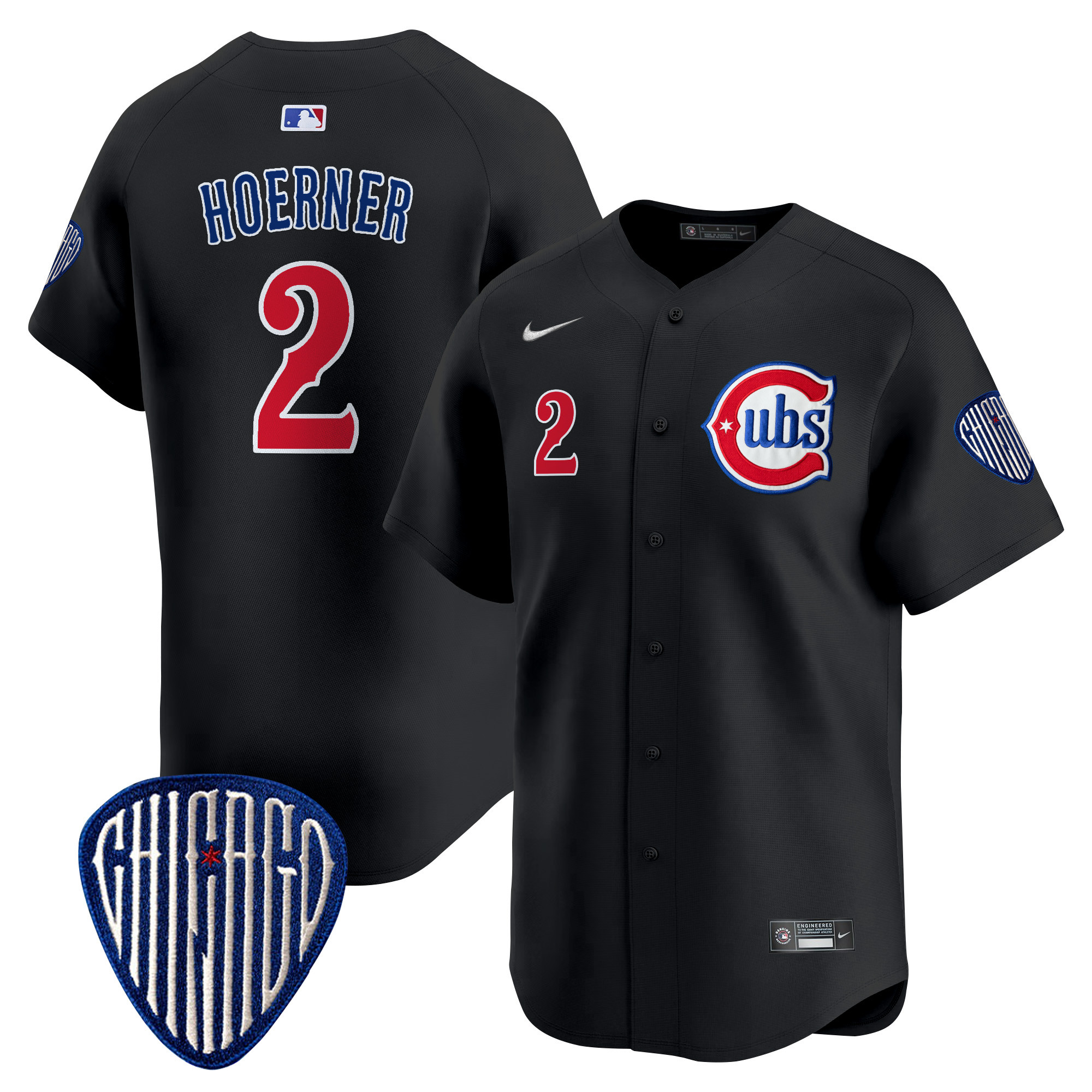 Nico Hoerner Men's Chicago Cubs Blue Alternate Vapor Premier Limited Black Jersey - All Stitched