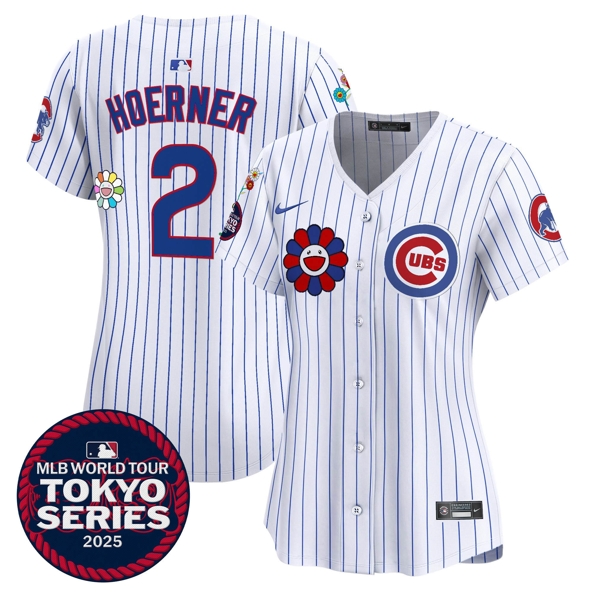 Nico Hoerner Women's Chicago Cubs Tokyo Series 2025 Vapor Premier Limited Pinstripe Jersey - Stitched