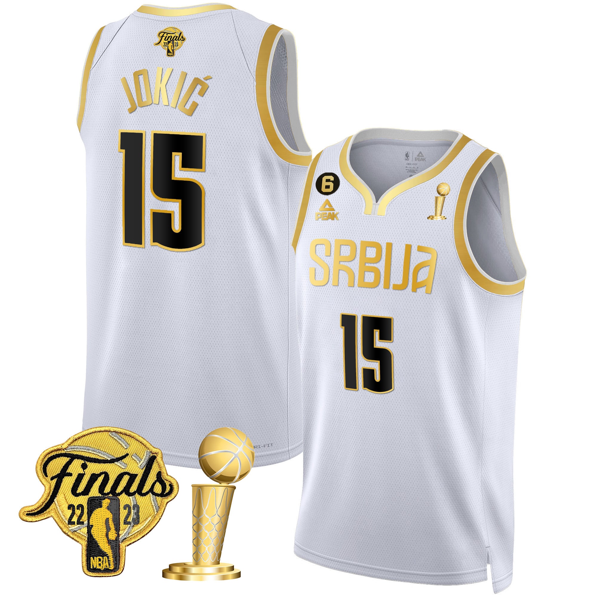 Nikola Jokic Denver Nuggets Serbia Finals & Champions Gold Jersey - All Stitched - Image 3