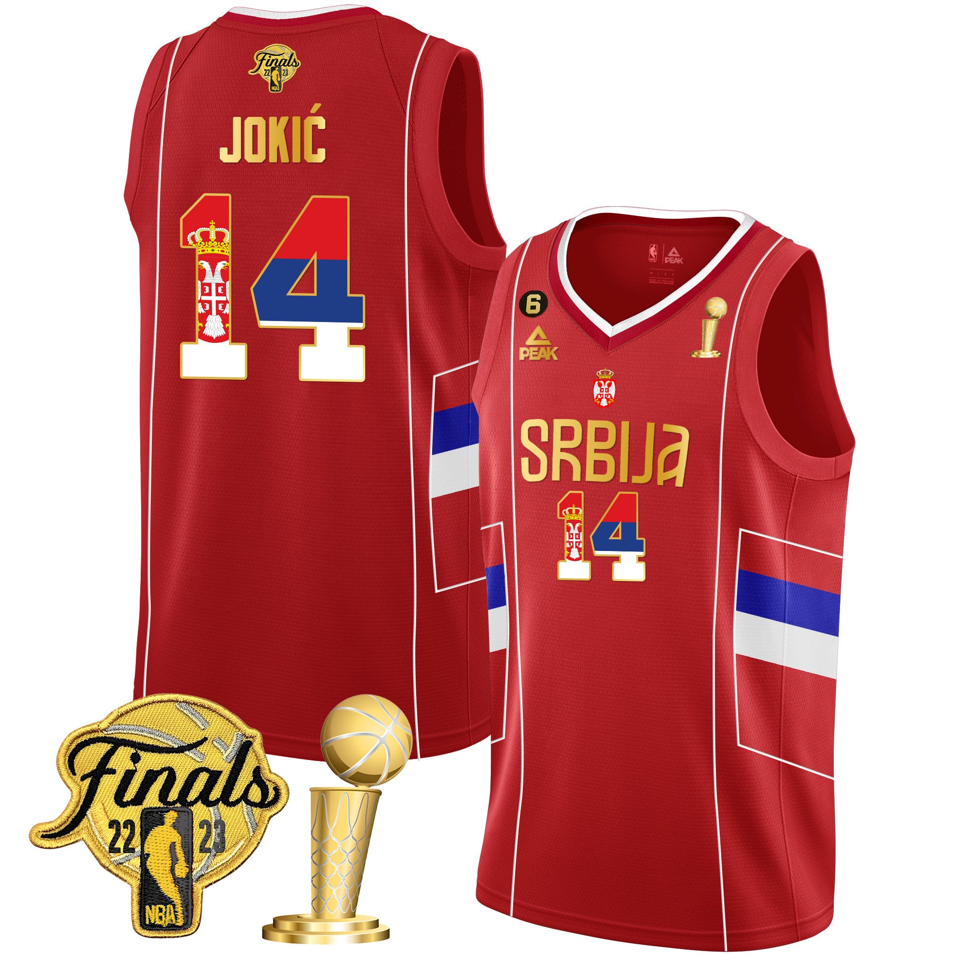 Nikola Jokic Denver Nuggets Serbia Finals & Champions Gold Jersey - All Stitched - Image 6