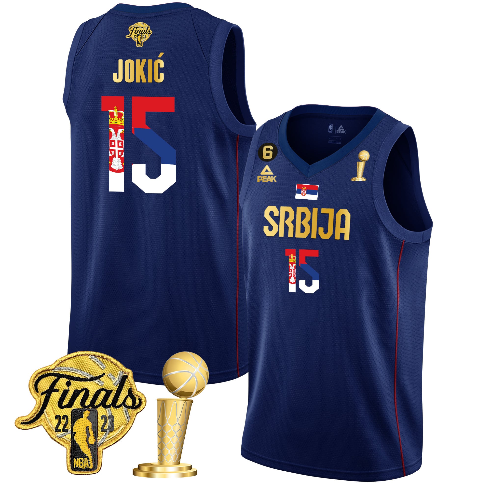 Nikola Jokic Denver Nuggets Serbia Finals & Champions Gold Jersey - All Stitched - Image 7