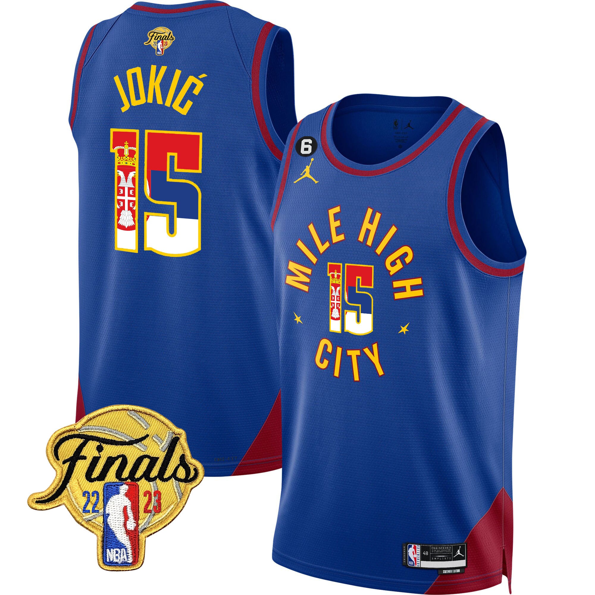 Nikola Jokic Denver Nuggets Serbia Flag Finals Patch Jersey - All Stitched - Image 3