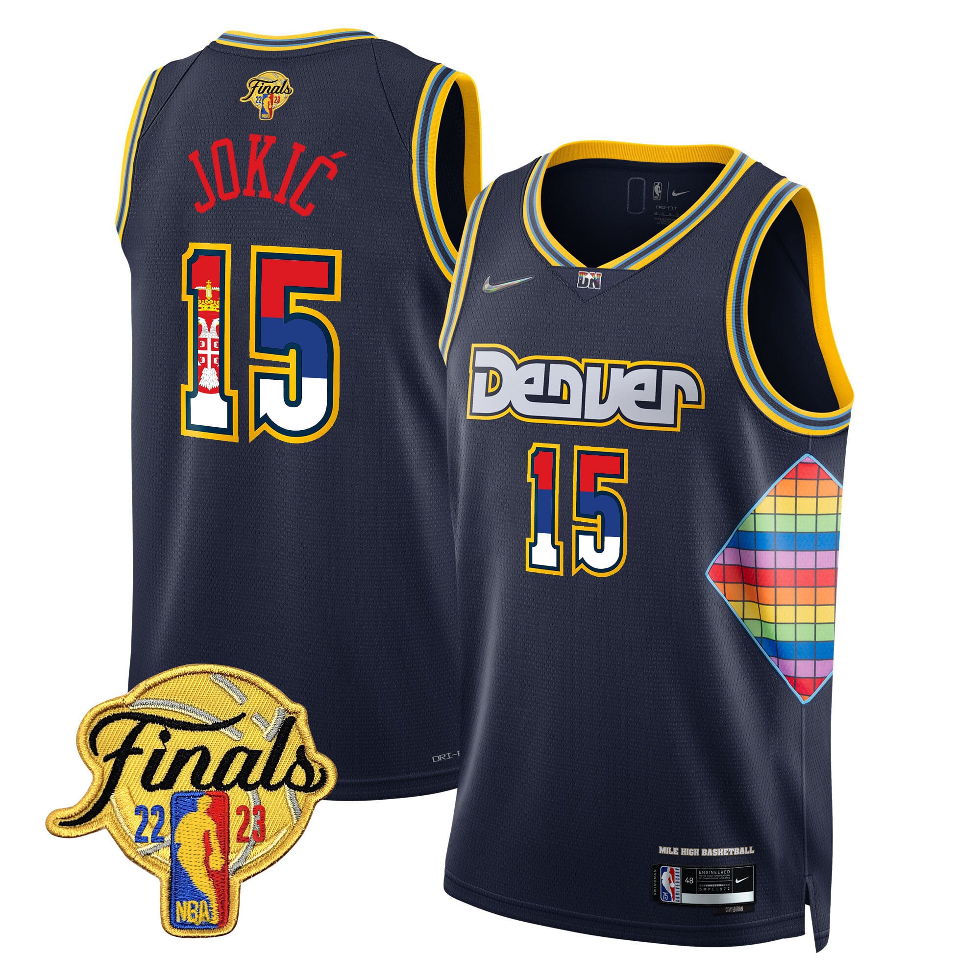 Nikola Jokic Denver Nuggets Serbia Flag Finals Patch Jersey - All Stitched - Image 5