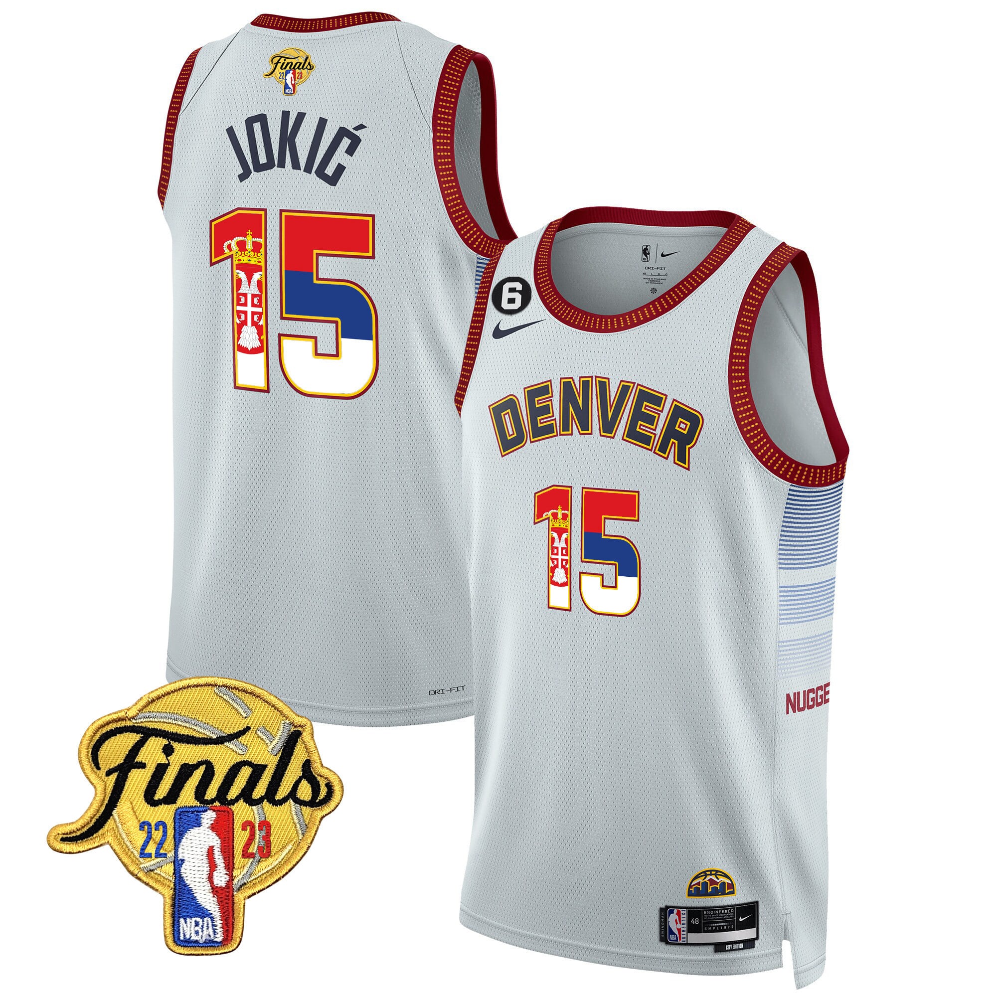 Nikola Jokic Denver Nuggets Serbia Flag Finals Patch Jersey - All Stitched - Image 4