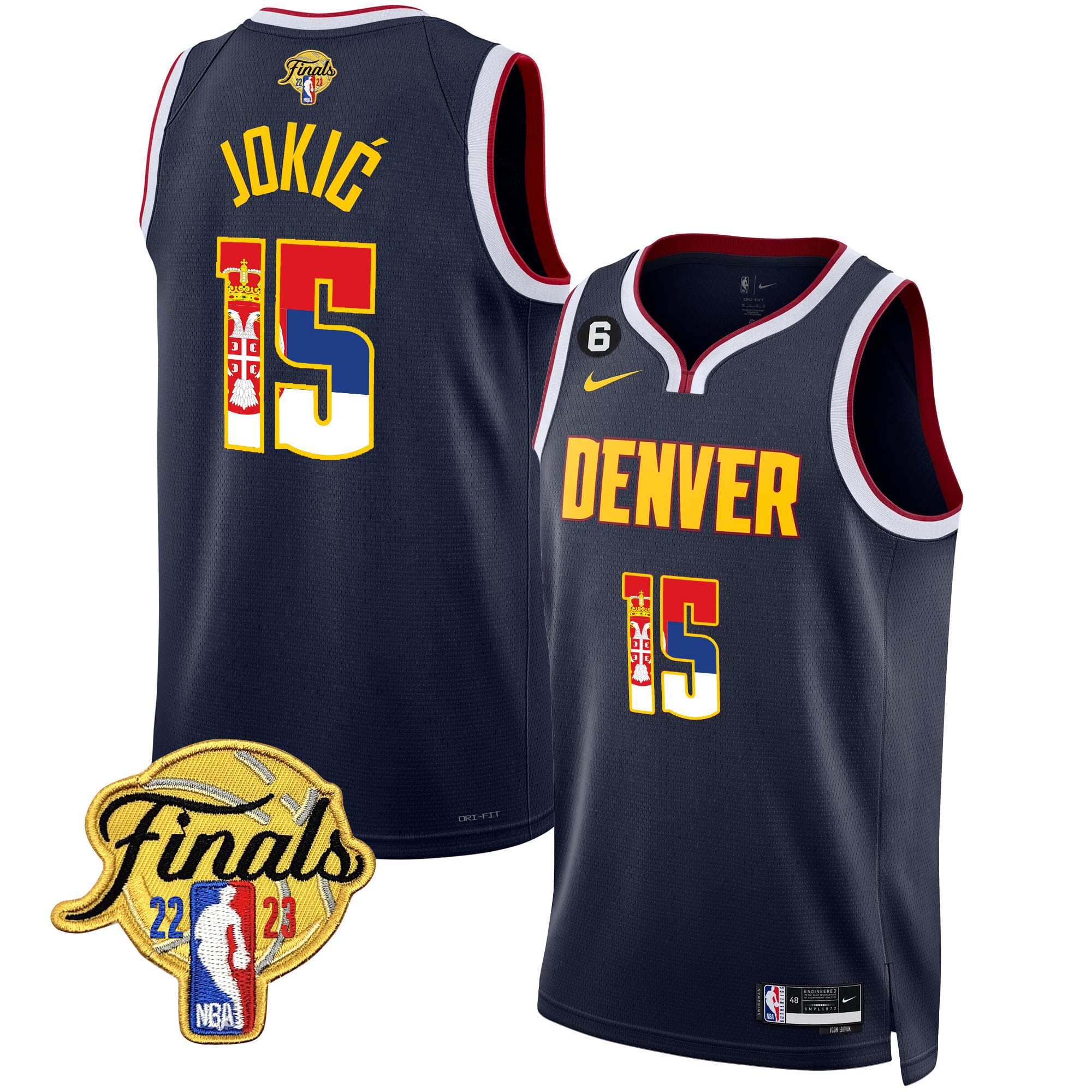 Nikola Jokic Denver Nuggets Serbia Flag Finals Patch Jersey - All Stitched - Image 6