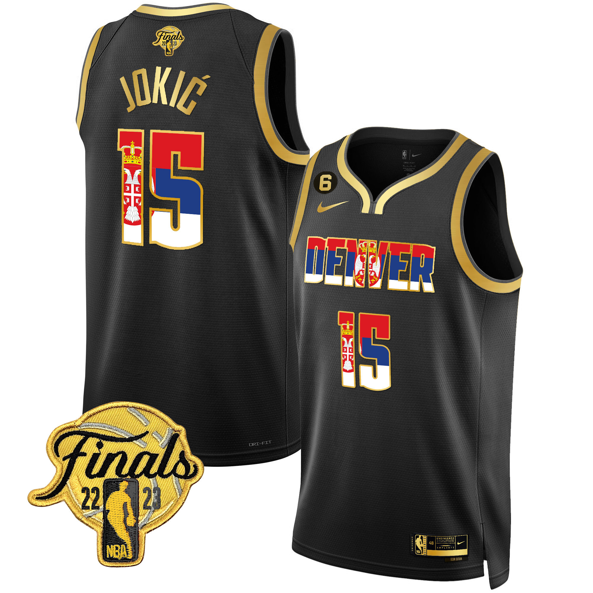 Nikola Jokic Denver Nuggets Serbia Flag Finals Patch Jersey - All Stitched - Image 2