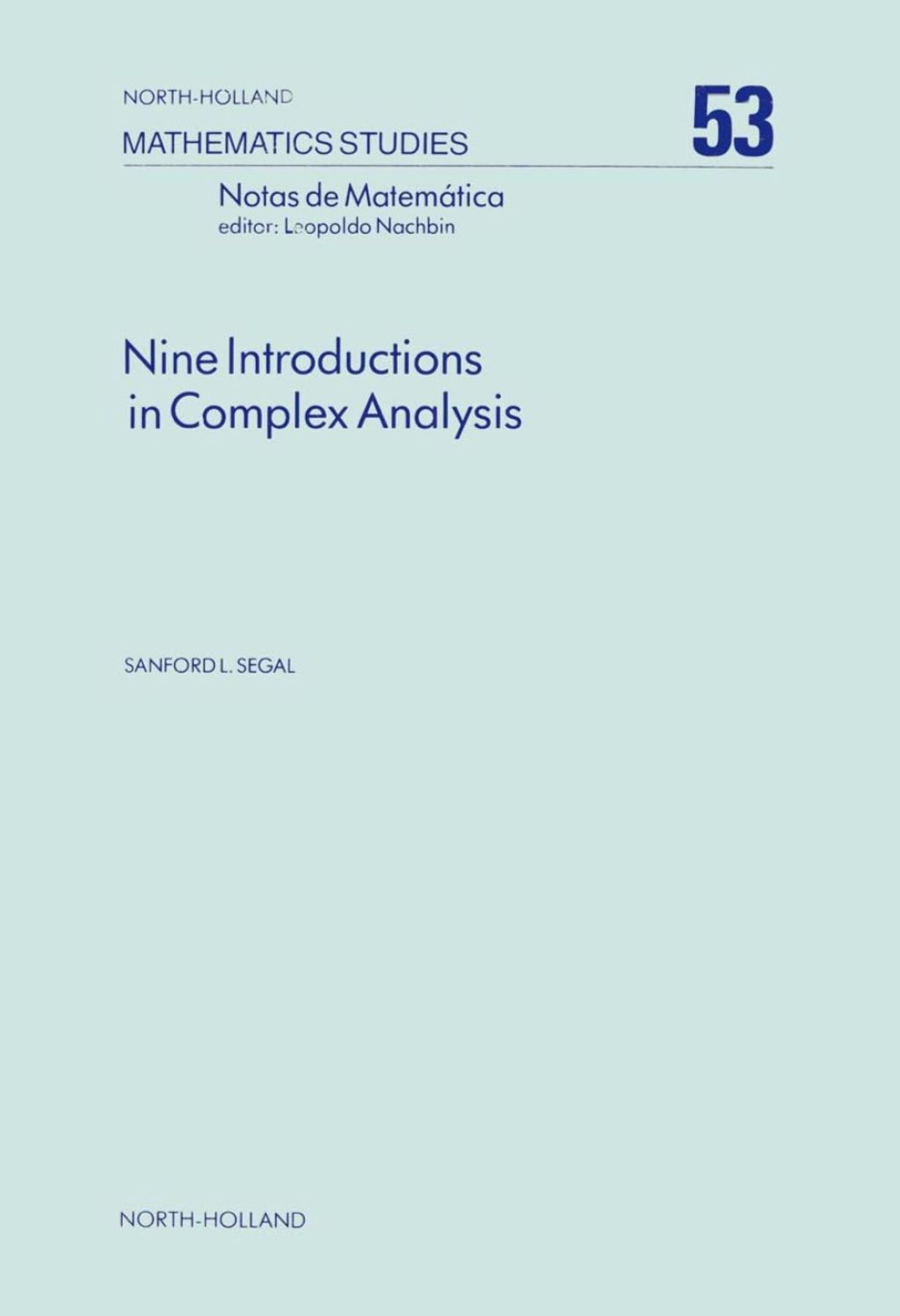 Nine Introductions in Complex Analysis  â€“ PDF/EPUB Version Downloadable
