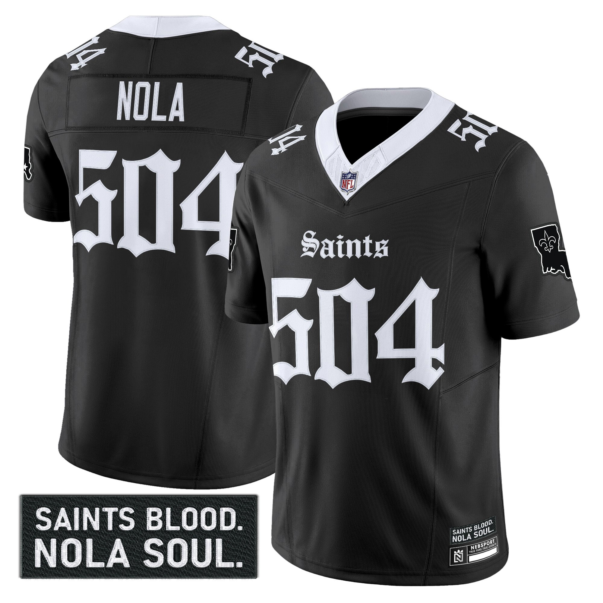 NOLA 504 Men's New Orleans Saints 'Gothic Vieux CarrÃƒÆ’Ã‚Â© Edition' Vapor Black Jersey - All Stitched