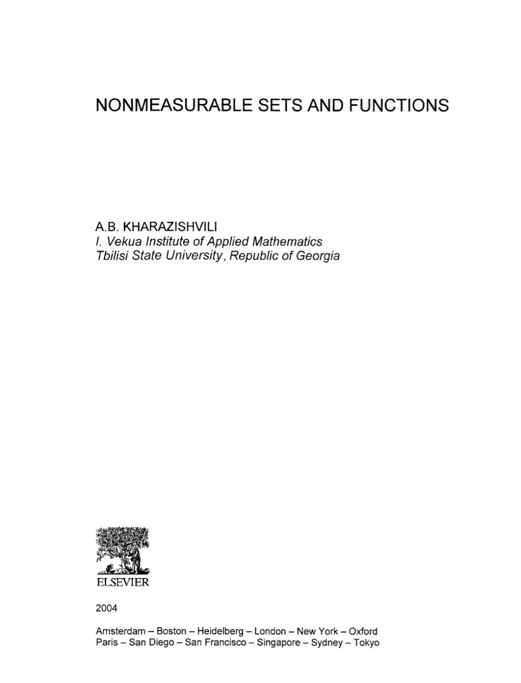 Nonmeasurable Sets and Functions  â€“ PDF/EPUB Version Downloadable
