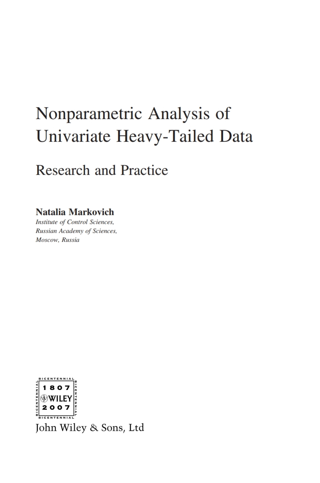 Nonparametric Analysis of Univariate Heavy-Tailed Data Research and Practice 1st Edition â€“ PDF/EPUB Version Downloadable
