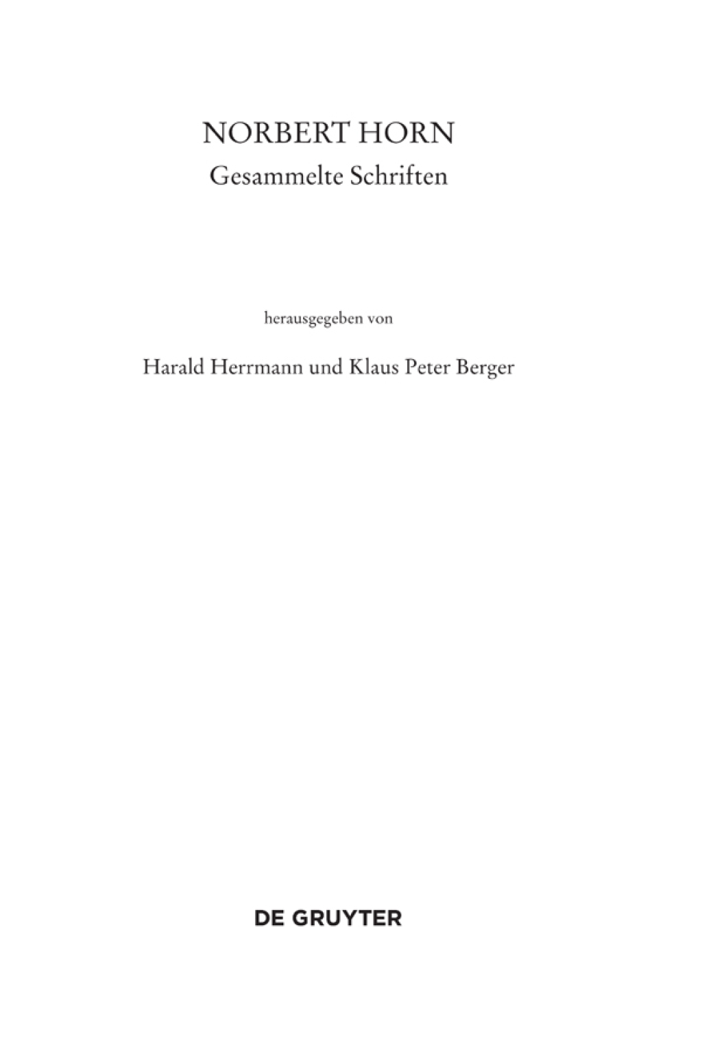 Norbert Horn, Gesammelte Schriften 1st Edition â€“ PDF/EPUB Version Downloadable