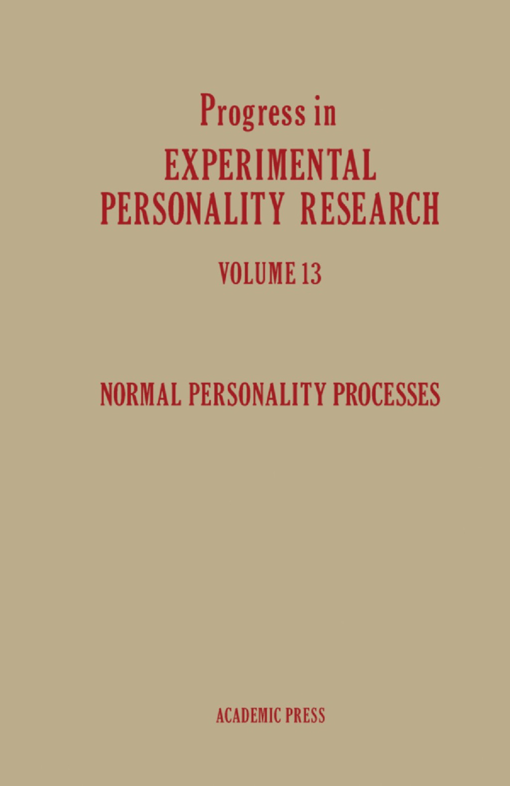 Normal Personality Processes Progress in Experimental Personality Research  â€“ PDF/EPUB Version Downloadable