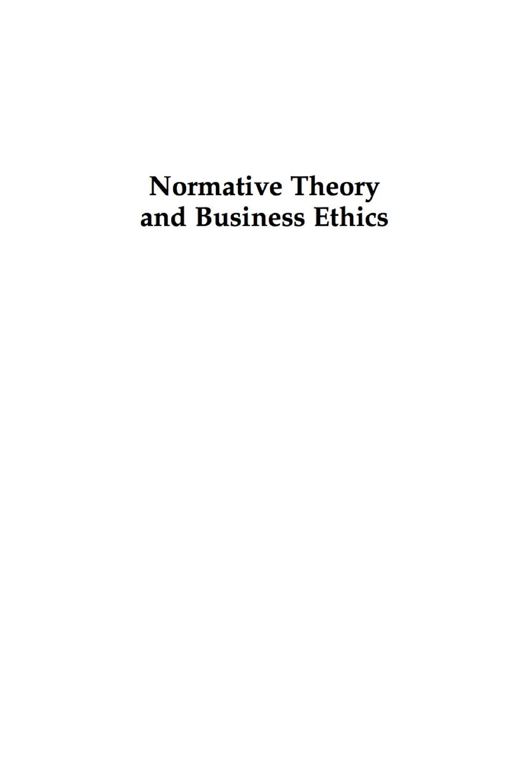 Normative Theory and Business Ethics  â€“ PDF/EPUB Version Downloadable