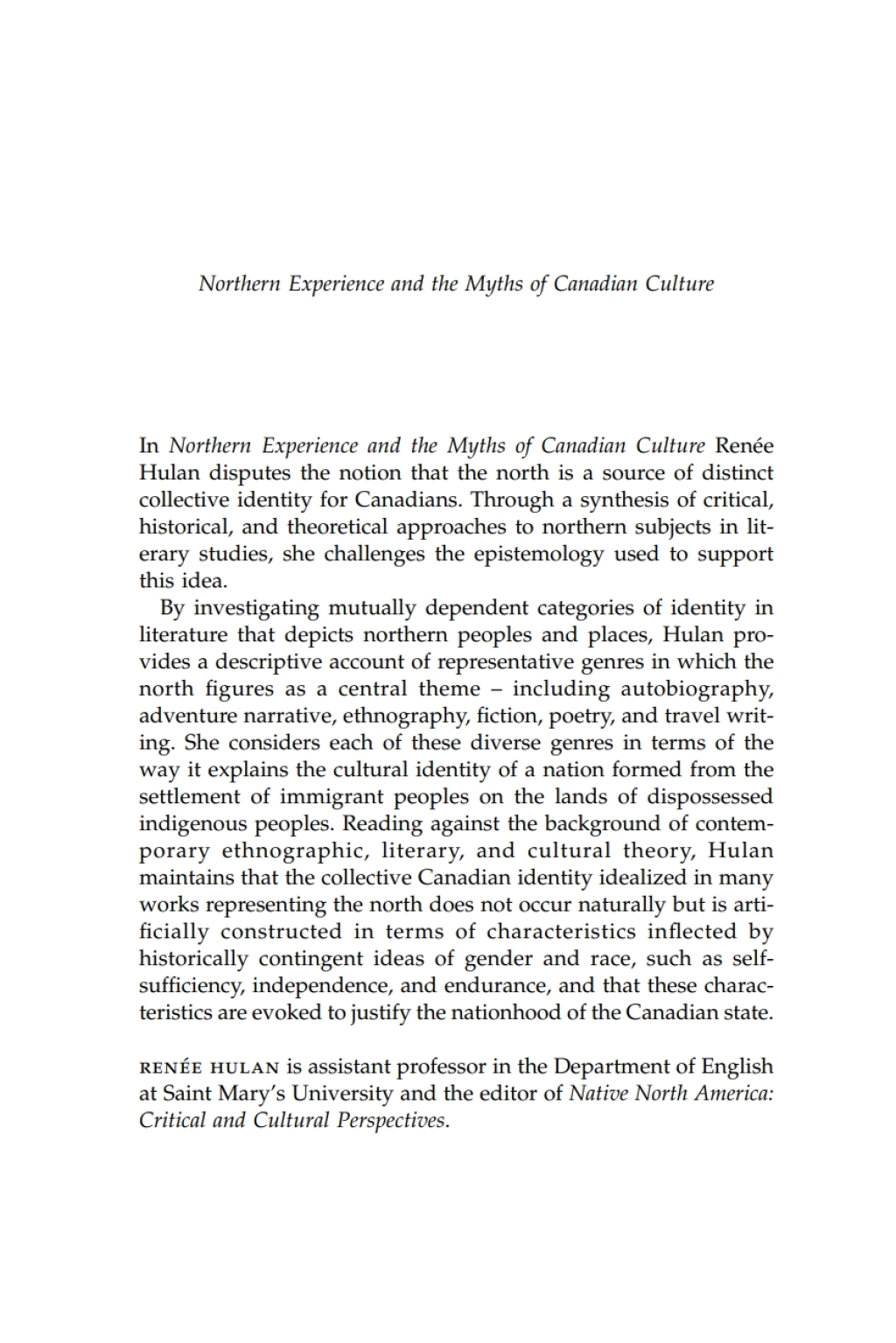 Northern Experience and the Myths of Canadian Culture  â€“ PDF/EPUB Version Downloadable