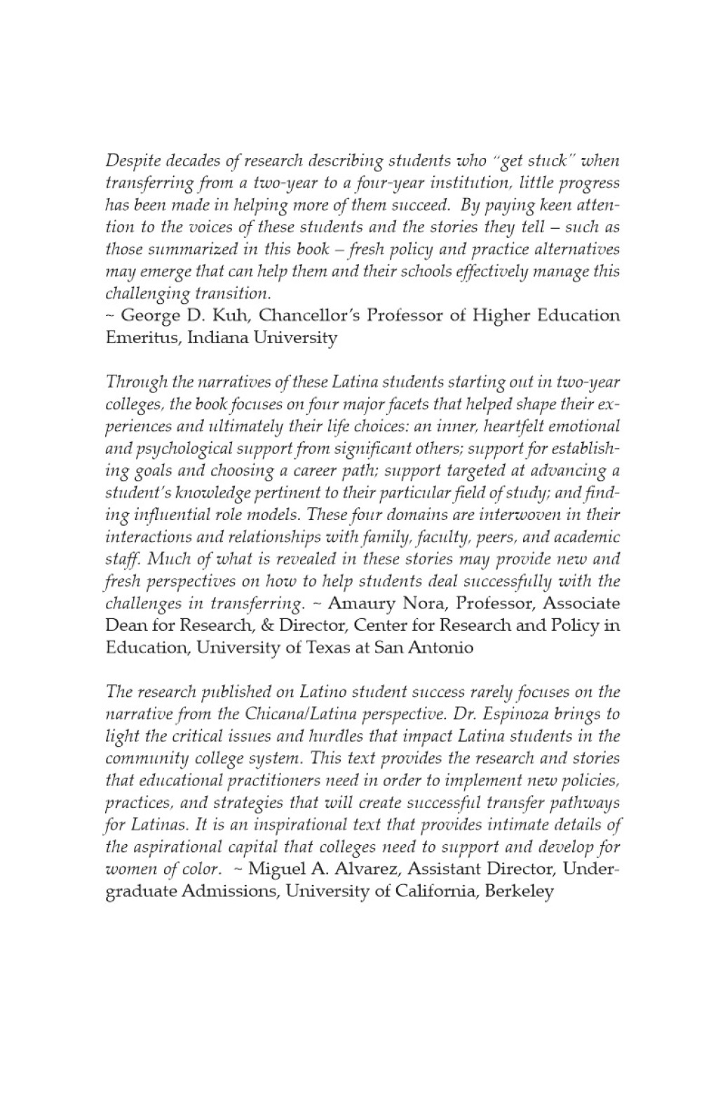 Not Getting Stuck Success Stories of Being Latina and Transferring From a California Community College - (PDF/EPUB Version)