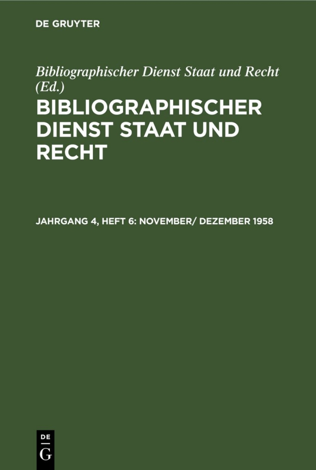 November/ Dezember 1958 1st Edition â€“ PDF/EPUB Version Downloadable