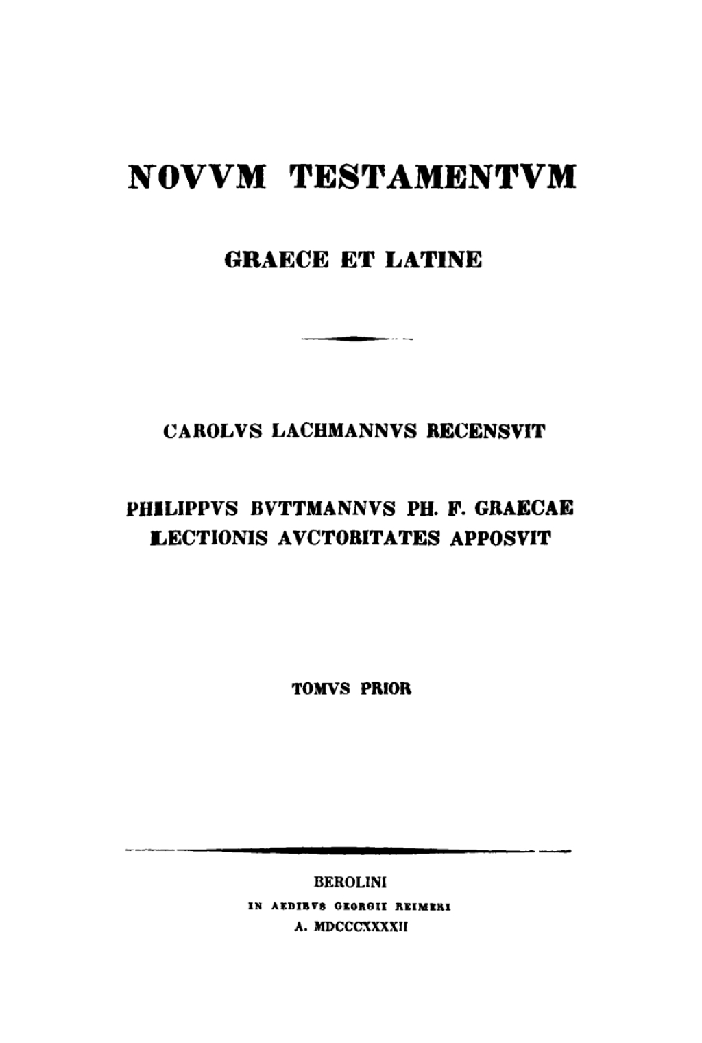Novum Testamentum Graece et Latine. Tom 1 1st Edition â€“ PDF/EPUB Version Downloadable