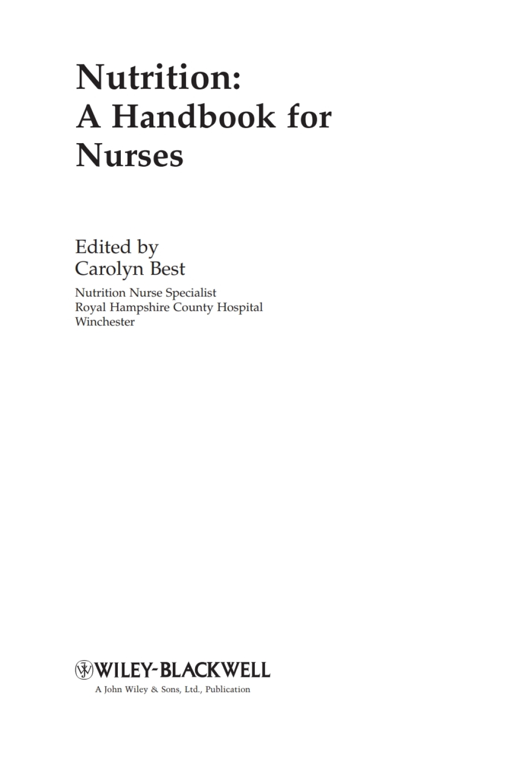 Nutrition: A Handbook for Nurses A Handbook for Nurses 1st Edition â€“ PDF/EPUB Version Downloadable