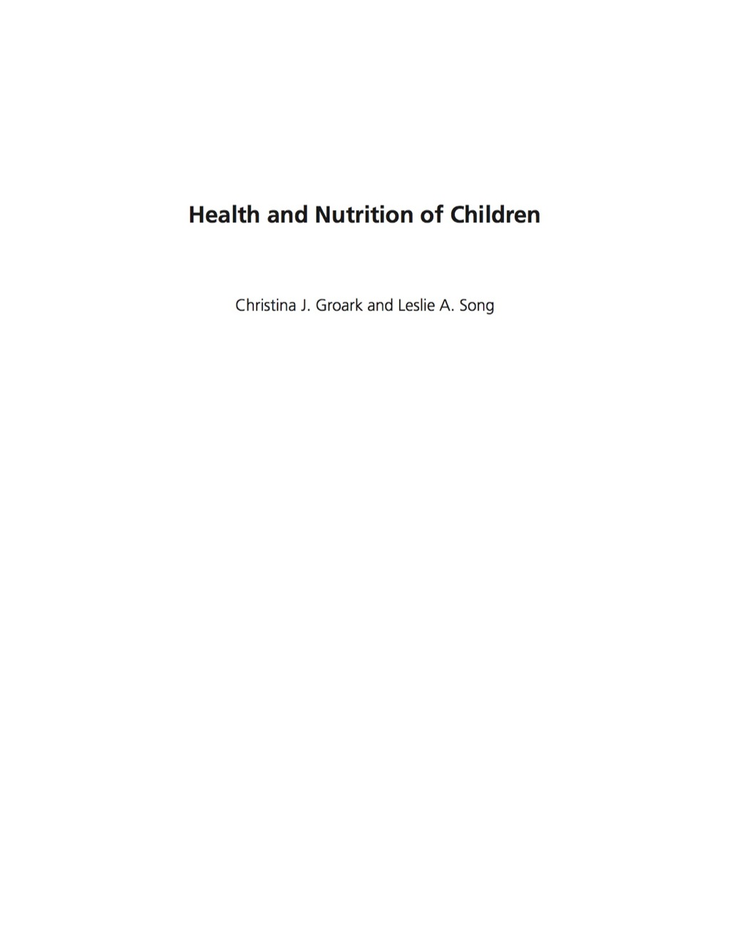 Nutrition and Health of Children 1st Edition â€“ PDF/EPUB Version Downloadable