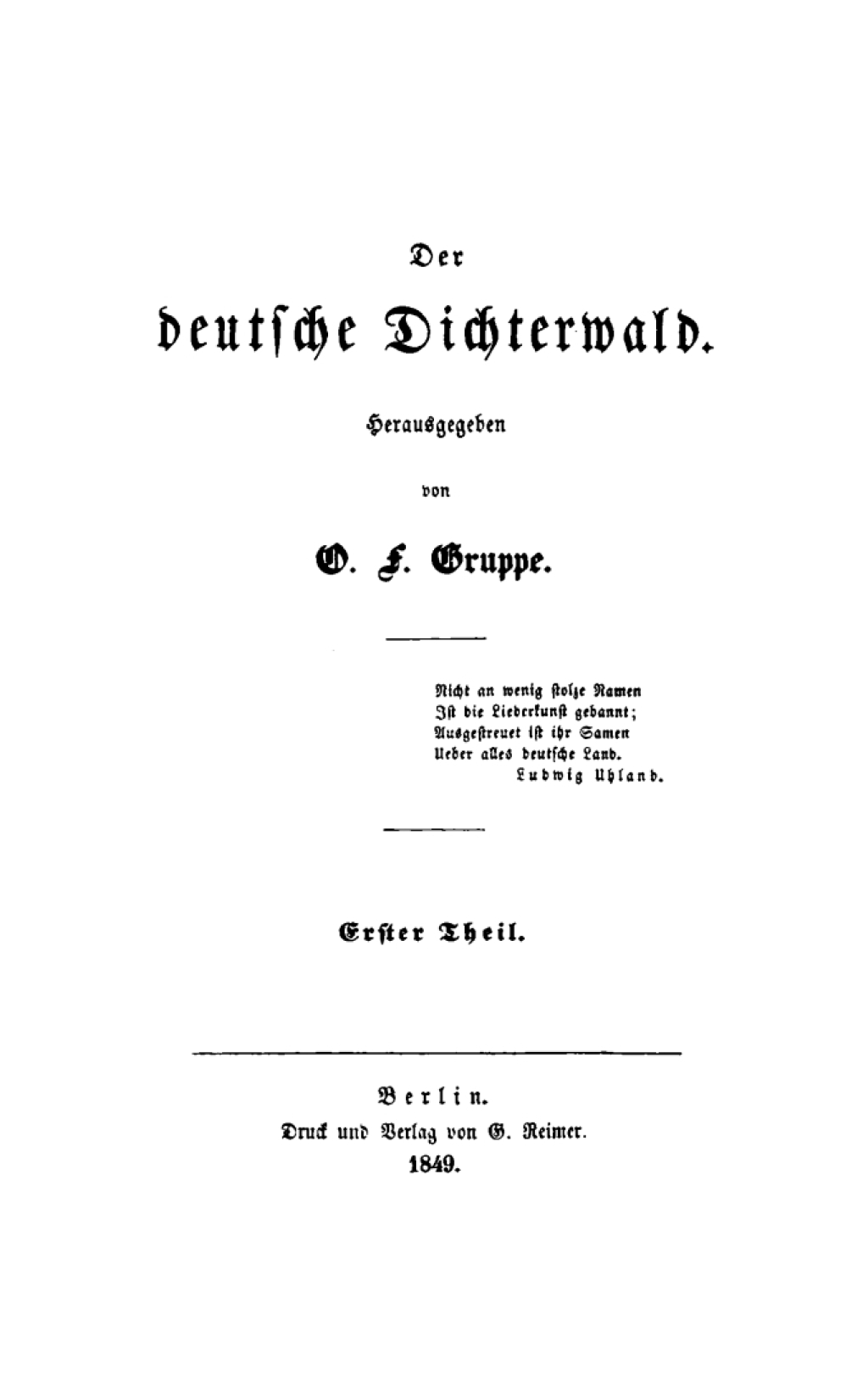 O. F. Gruppe: Der deutsche Dichterwald. Teil 1 1st Edition â€“ PDF/EPUB Version Downloadable