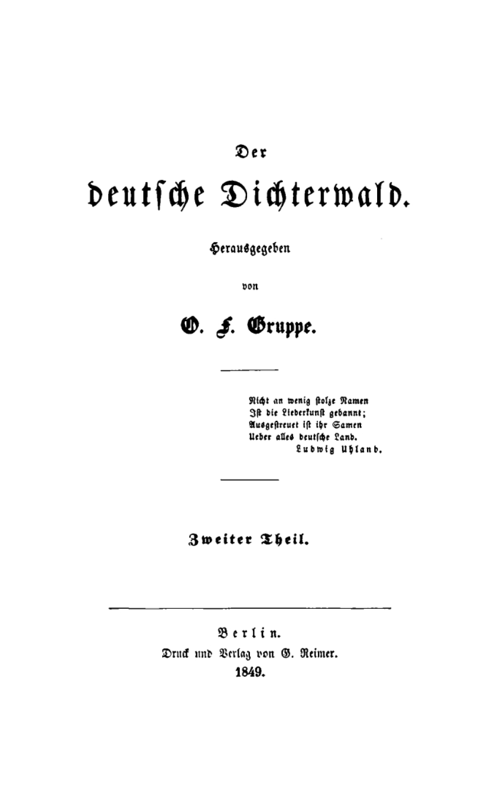 O. F. Gruppe: Der deutsche Dichterwald. Teil 2 1st Edition â€“ PDF/EPUB Version Downloadable