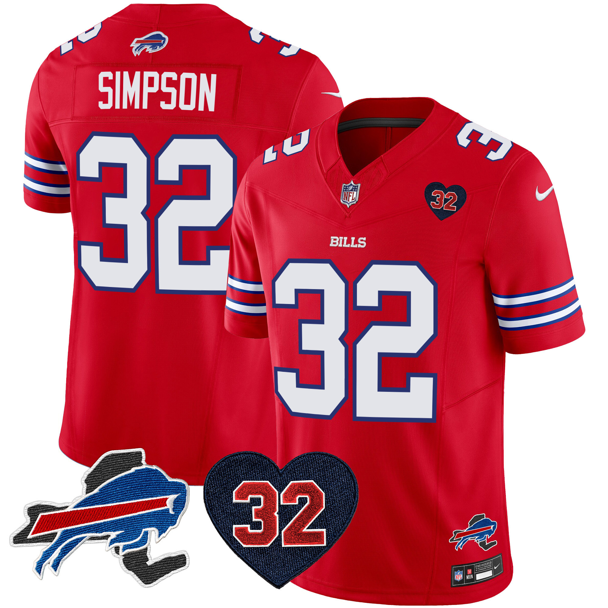 O.J. Simpson Men's Buffalo Bills O.J. Simpson Patch Vapor Limited Red Jersey - All Stitched