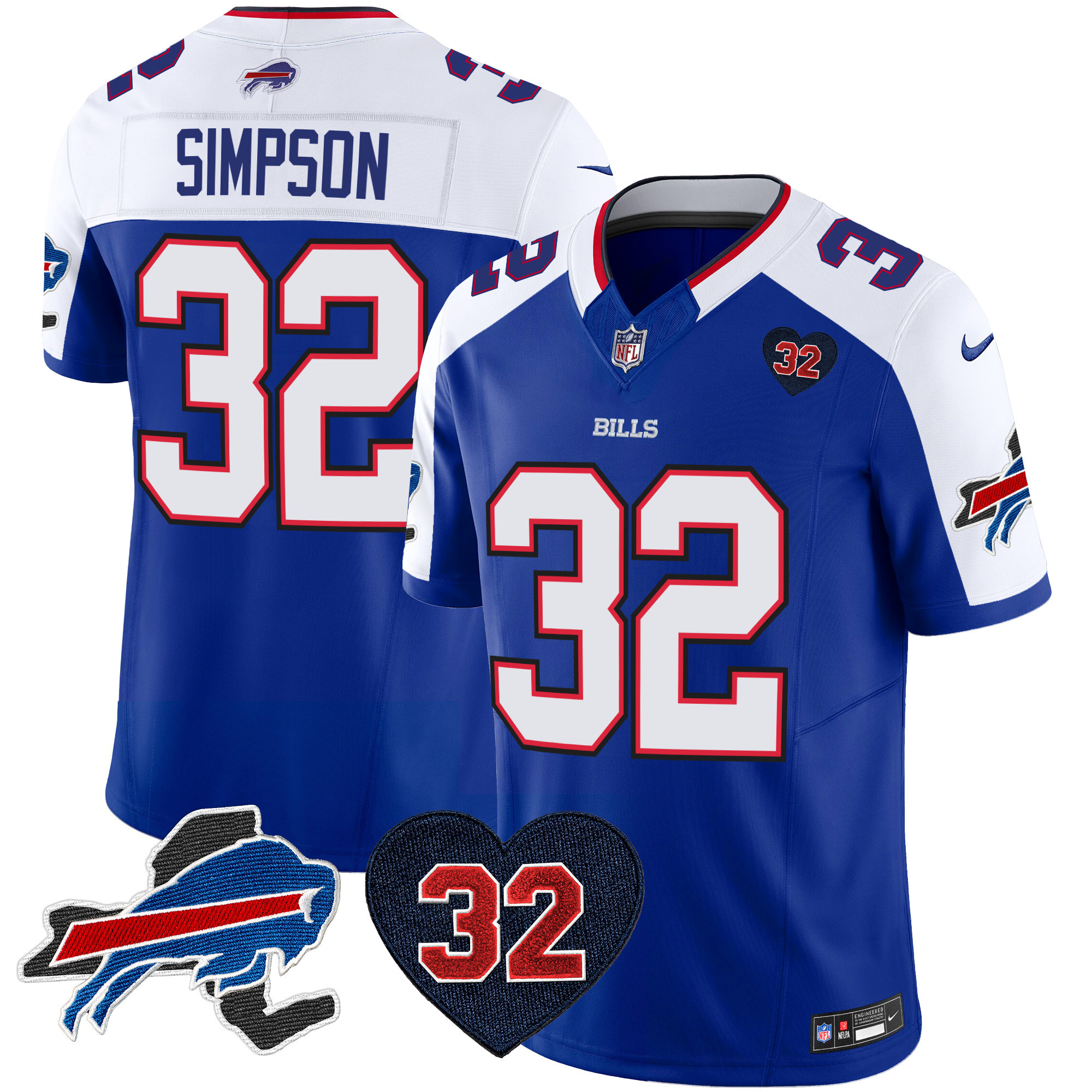 O.J. Simpson Men's Buffalo Bills O.J. Simpson Patch Vapor Limited Royal Alternate Jersey - All Stitched