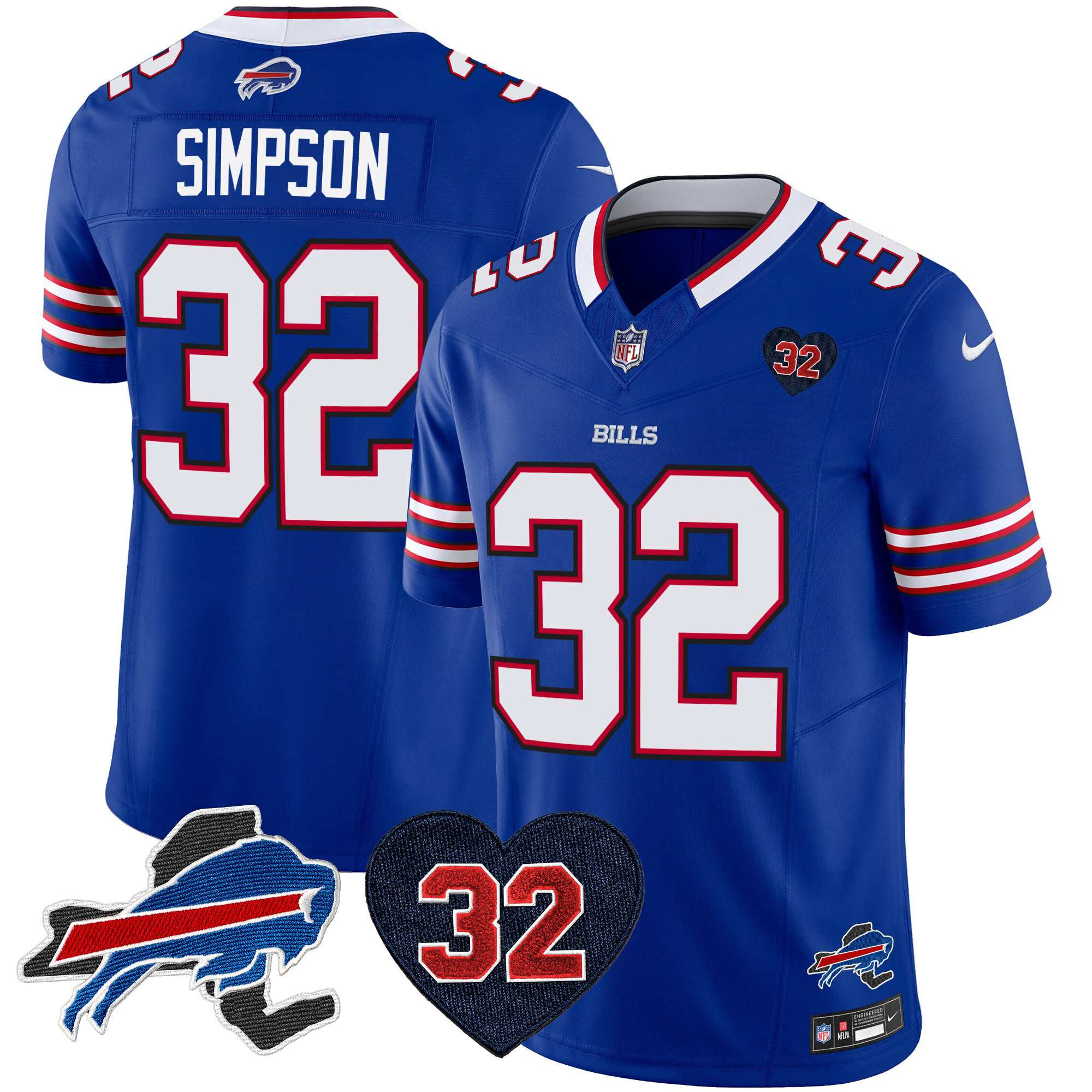 O.J. Simpson Men's Buffalo Bills O.J. Simpson Patch Vapor Limited Royal Jersey - All Stitched