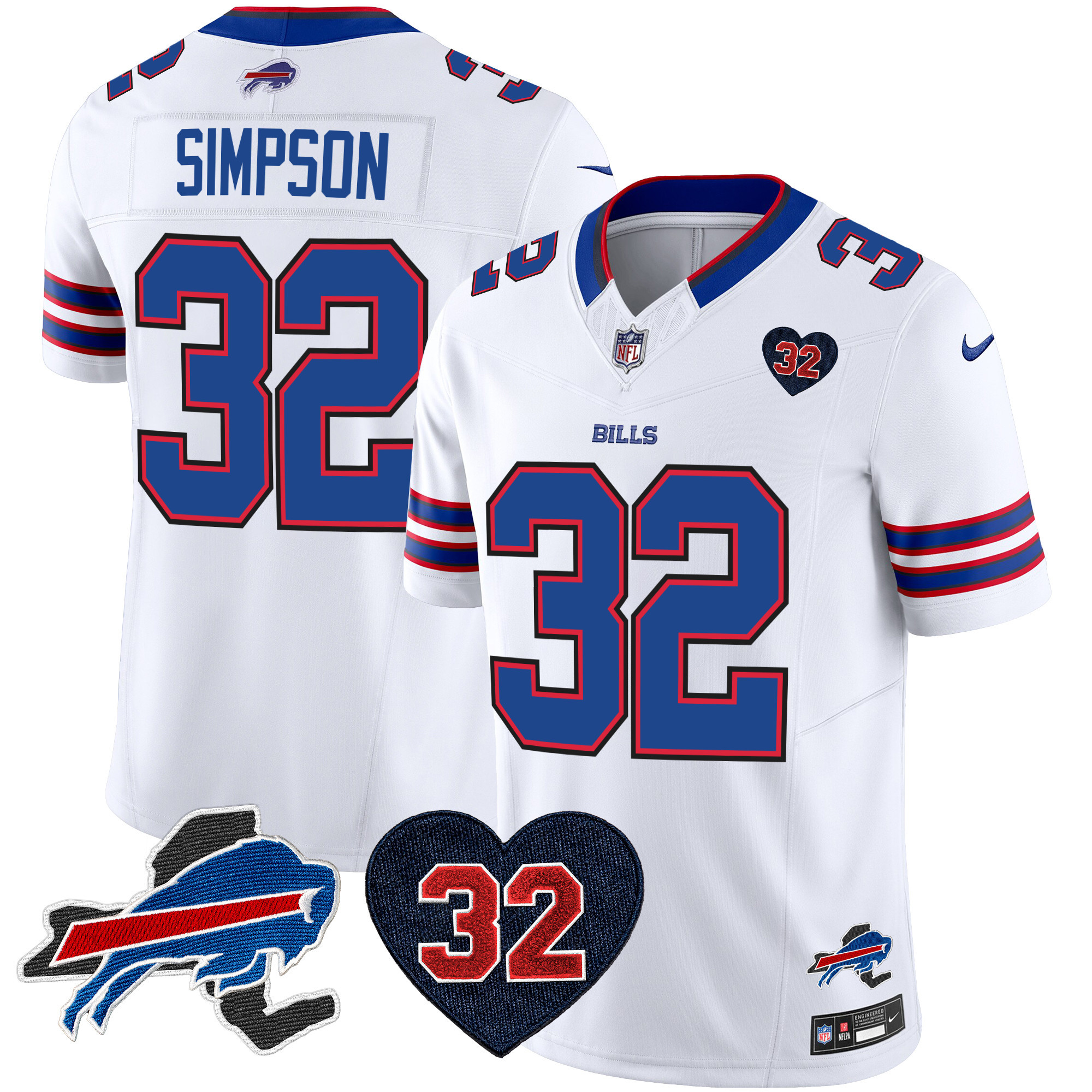 O.J. Simpson Men's Buffalo Bills O.J. Simpson Patch Vapor Limited White Jersey - All Stitched