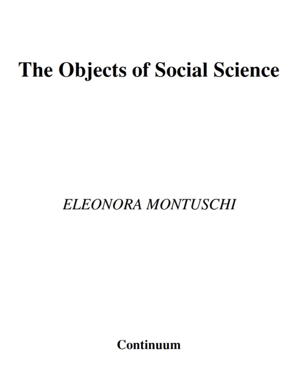 Objects of Social Science 1st Edition â€“ PDF/EPUB Version Downloadable