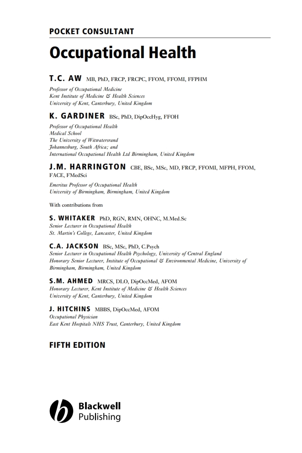 Occupational Health Pocket Consultant 5th Edition â€“ PDF/EPUB Version Downloadable