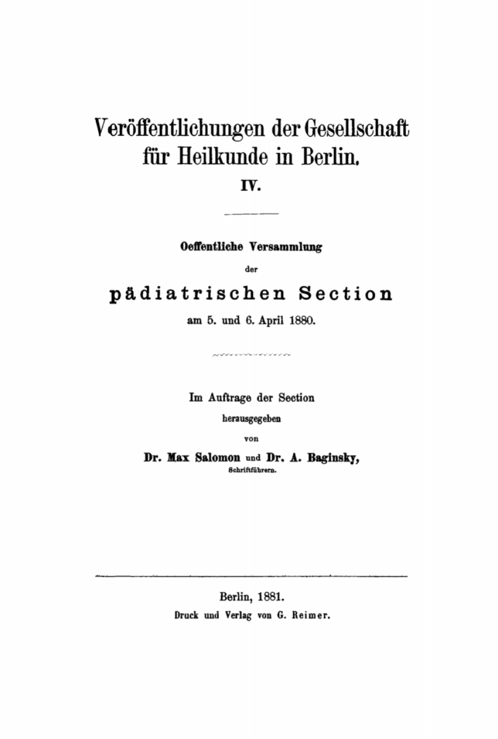 Oeffentliche Versammlung der pÃ¤diatrischen Section am 5. und 6. April 1880 1st Edition â€“ PDF/EPUB Version Downloadable