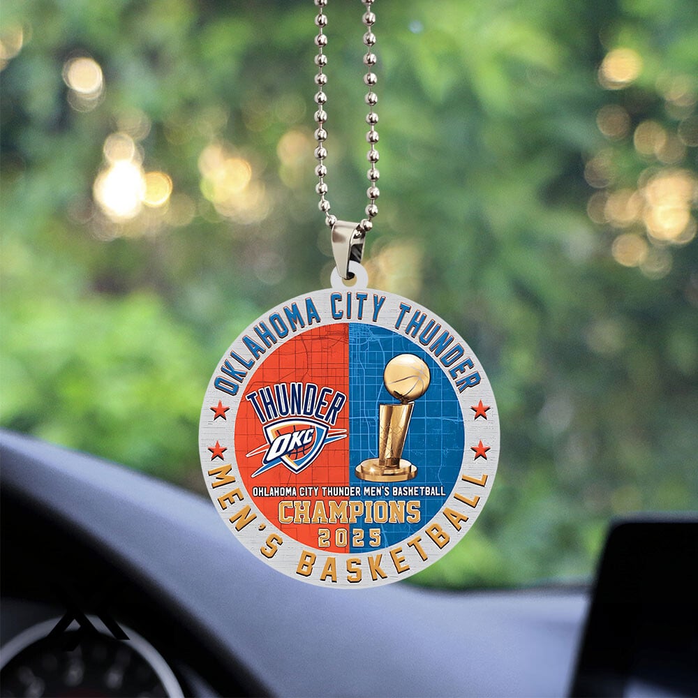 OKC Thunder 2025 NBA Champions Custom 2-Sided Acrylic Car Ornament