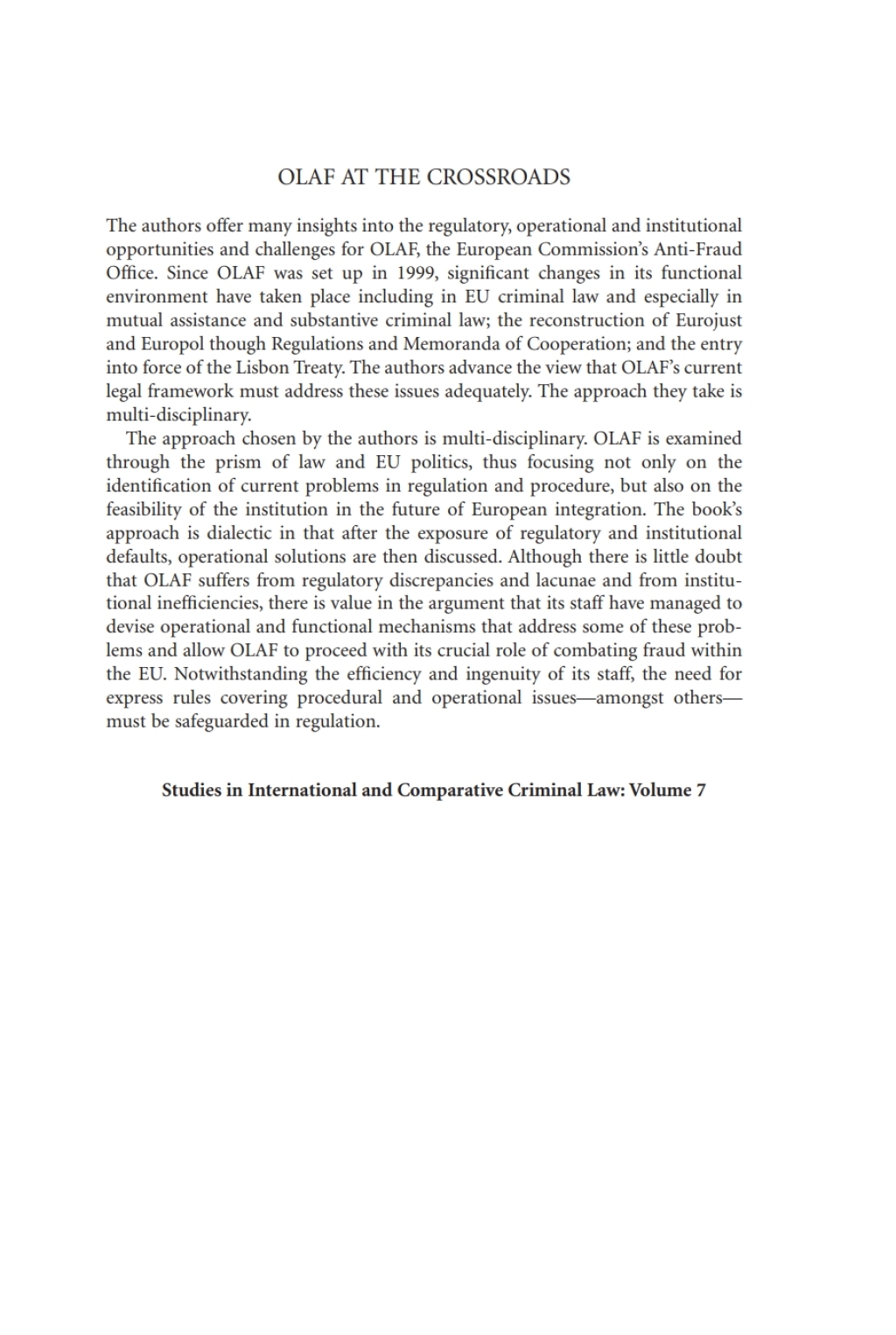 OLAF at the Crossroads Action against EU Fraud 1st Edition â€“ PDF/EPUB Version Downloadable