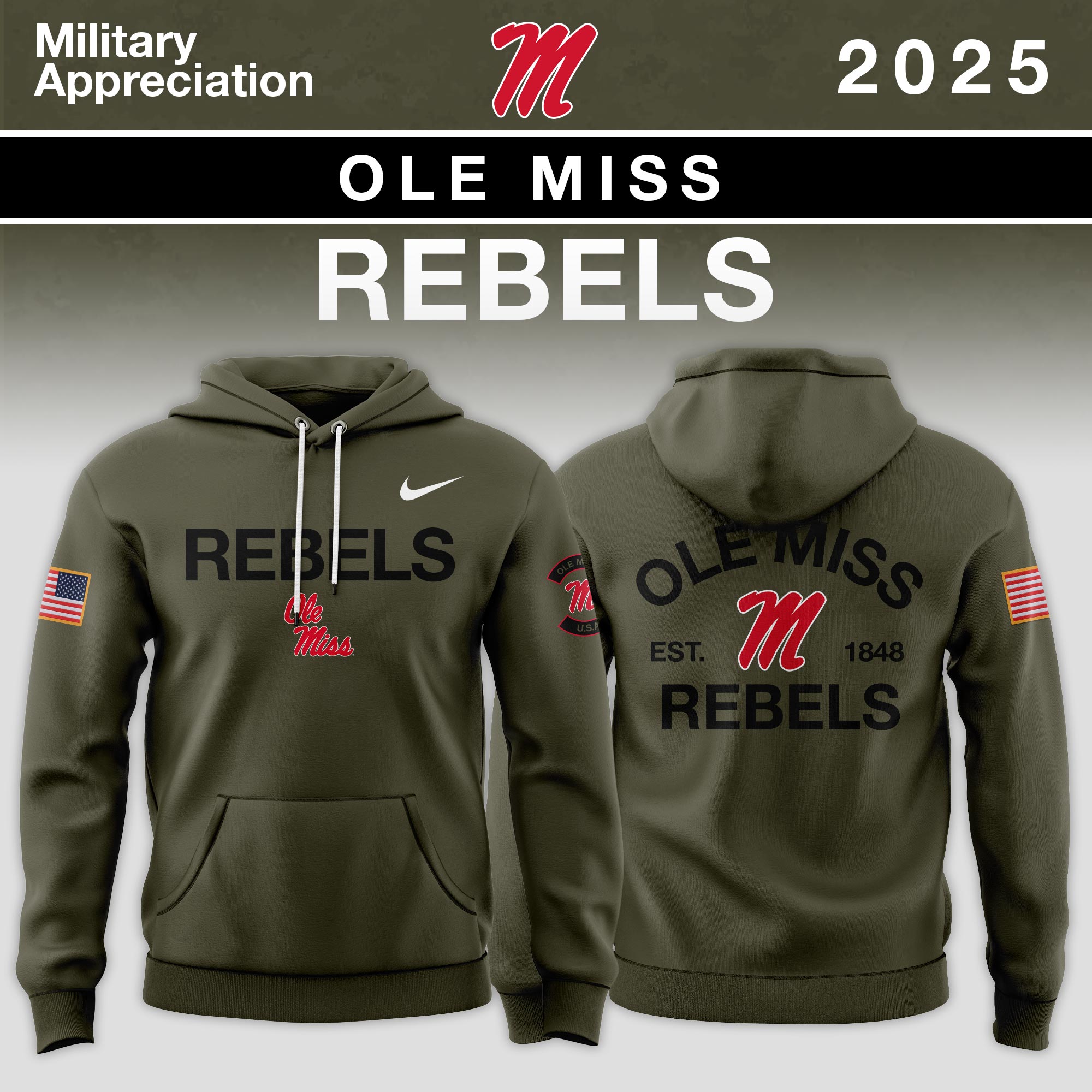 Ole Miss Rebels Southeastern Conference Teams 2025 Military Appreciation Limited Edition Hoodie