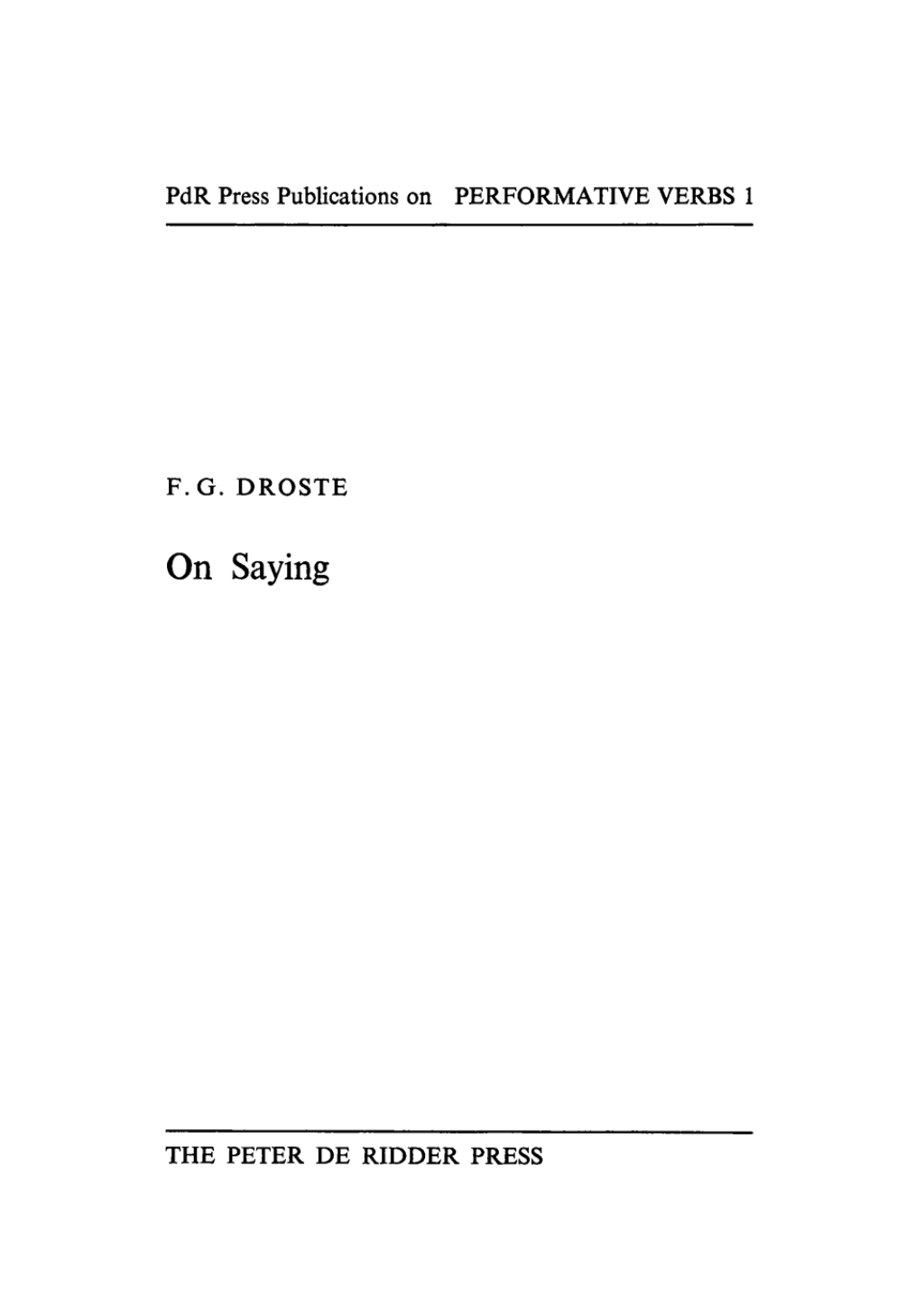 On Saying 1st Edition â€“ PDF/EPUB Version Downloadable