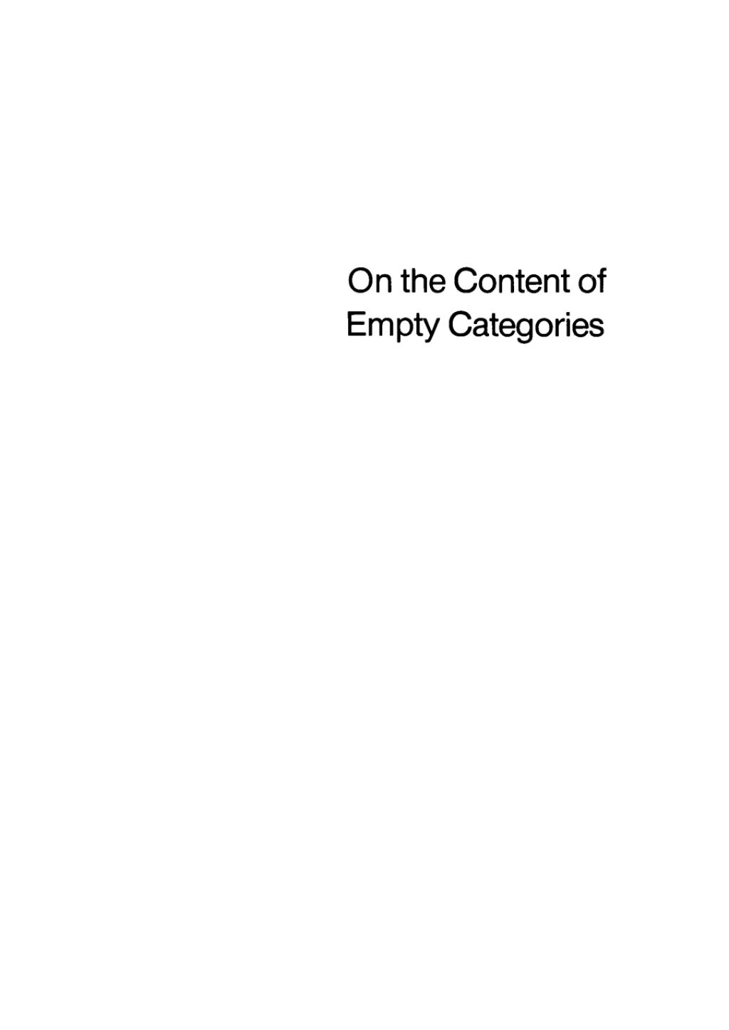 On the Content of Empty Categories 1st Edition â€“ PDF/EPUB Version Downloadable