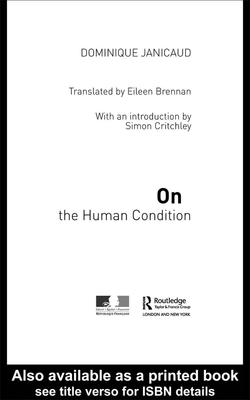 On the Human Condition 1st Edition â€“ PDF/EPUB Version Downloadable