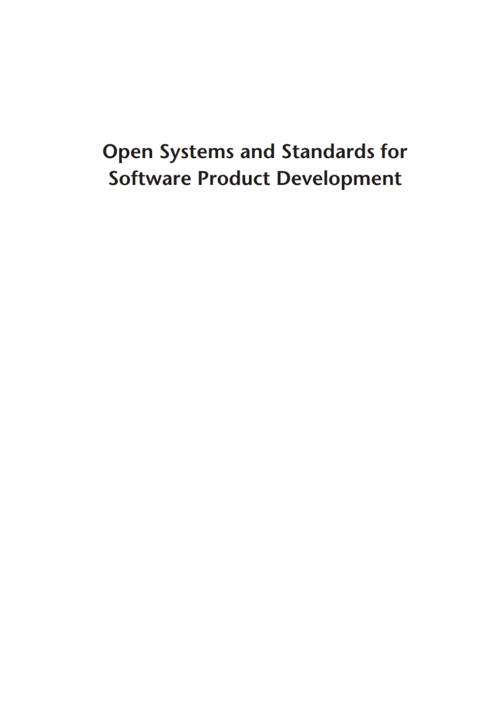 Open Systems and Standards for Software Product Development 1st Edition â€“ PDF/EPUB Version Downloadable