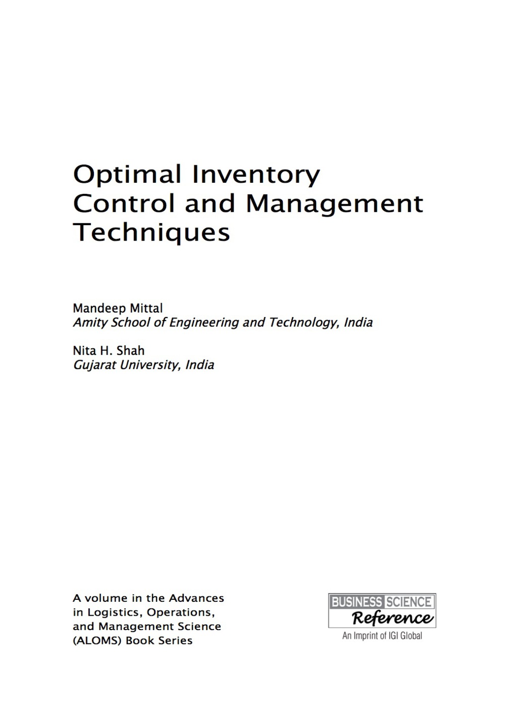 Optimal Inventory Control and Management Techniques  â€“ PDF/EPUB Version Downloadable