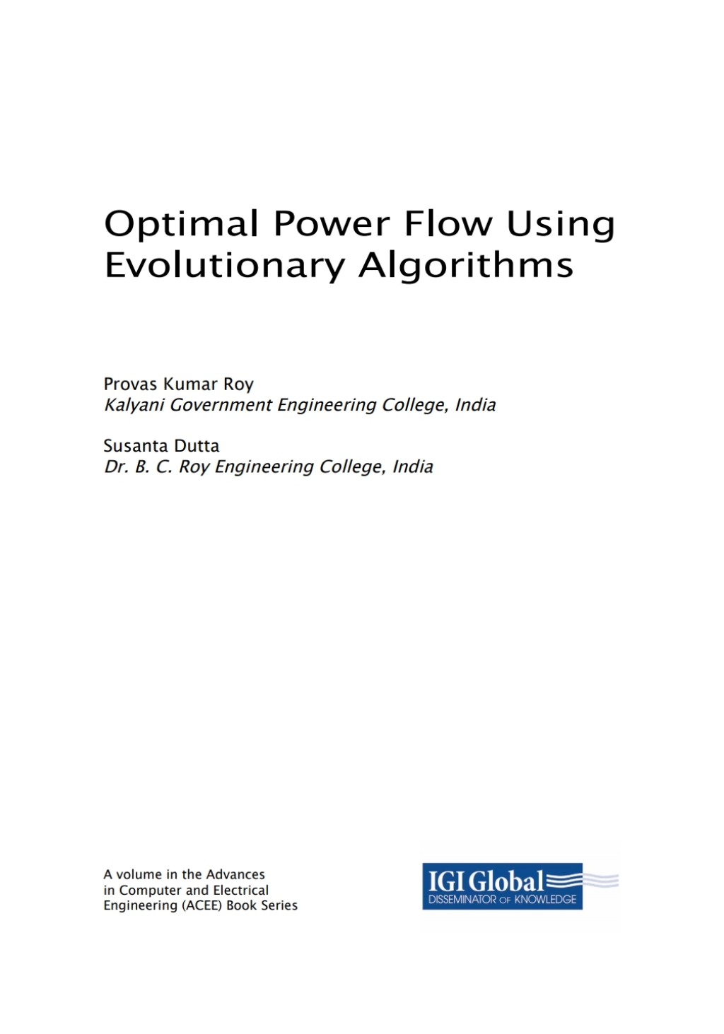 Optimal Power Flow Using Evolutionary Algorithms – PDF/EPUB Version Downloadable