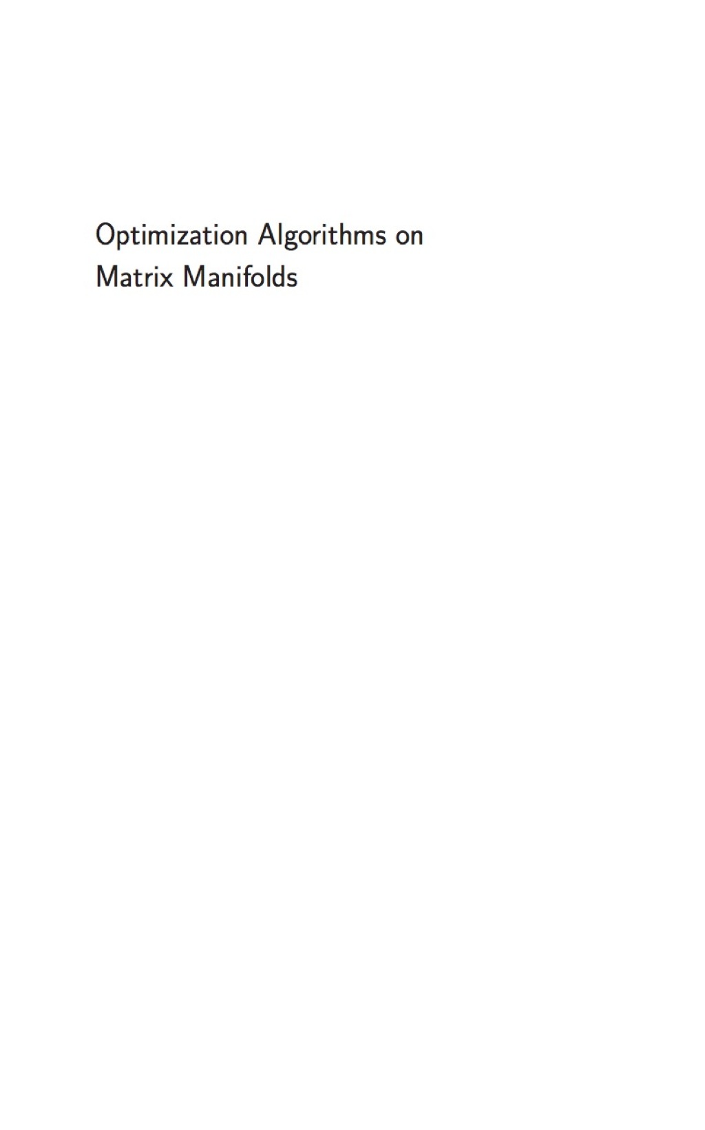 Optimization Algorithms on Matrix Manifolds  â€“ PDF/EPUB Version Downloadable