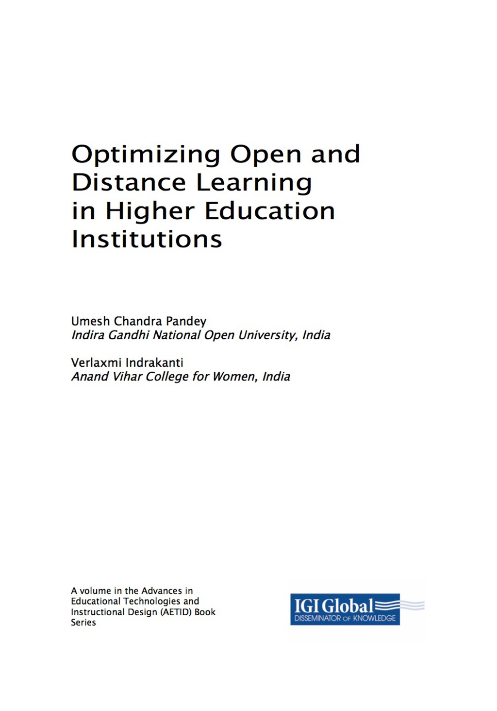 Optimizing Open and Distance Learning in Higher Education Institutions  â€“ PDF/EPUB Version Downloadable