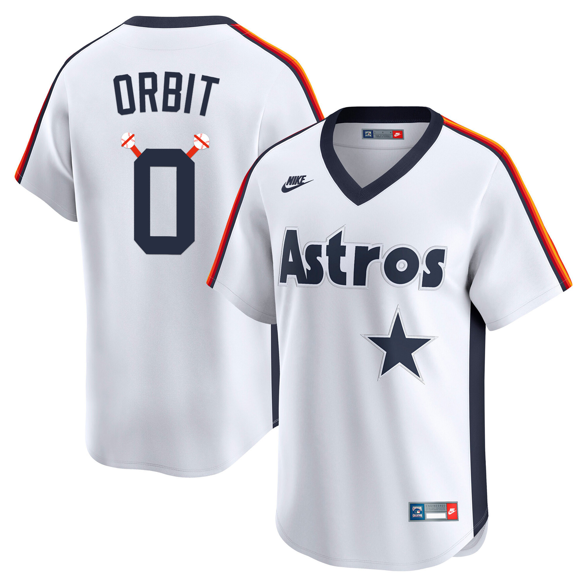 Orbit Men's Houston Astros Throwback Vapor Premier Limited Rainbow Shoulders Jersey - All Stitched