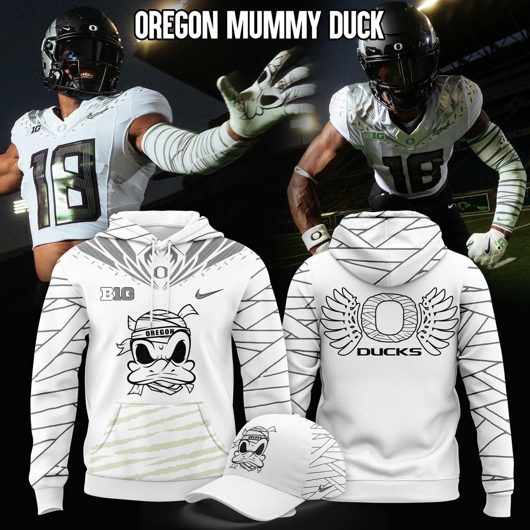 Oregon Ducks Mummy Mode White Combo Hoodie