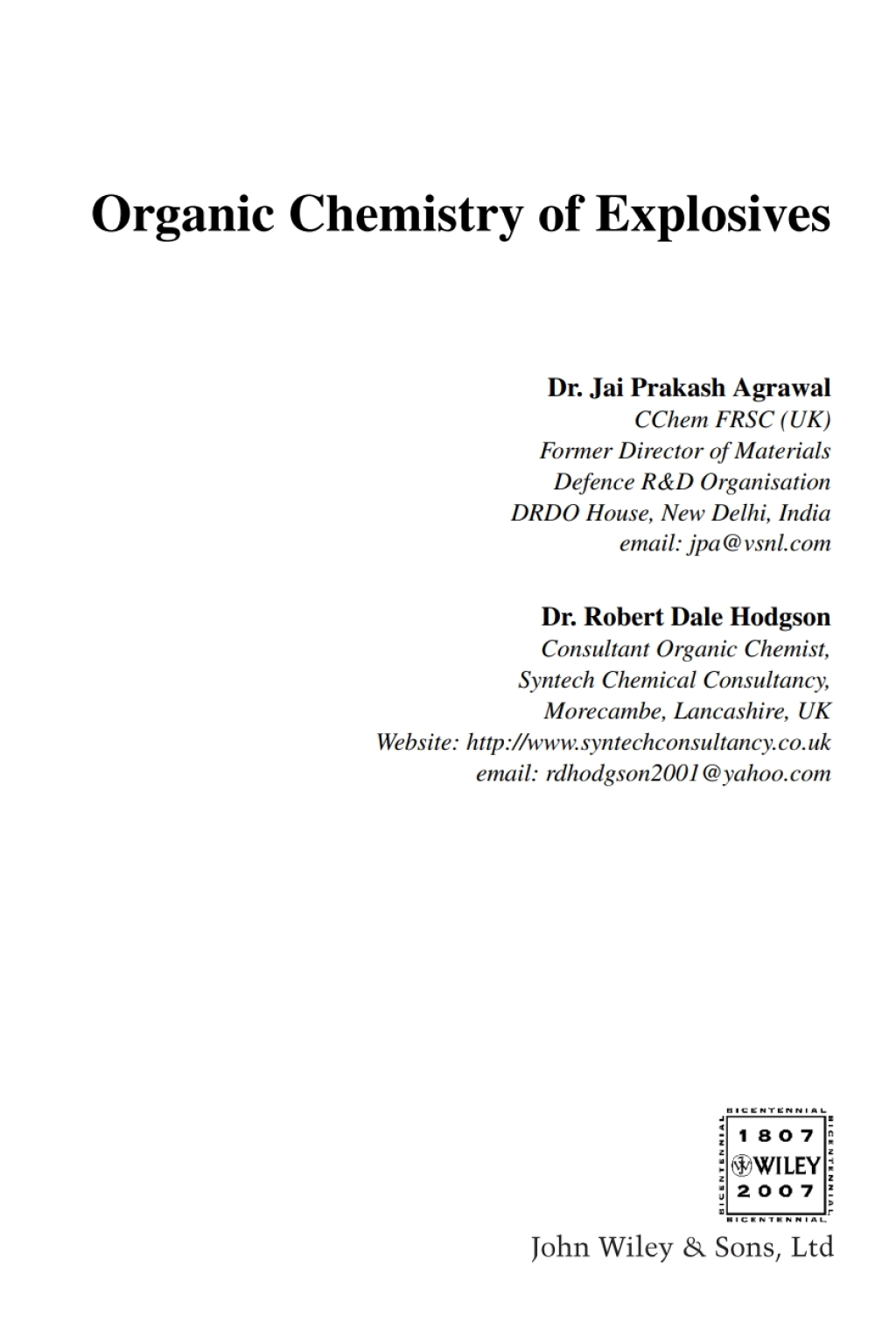 Organic Chemistry of Explosives 1st Edition â€“ PDF/EPUB Version Downloadable