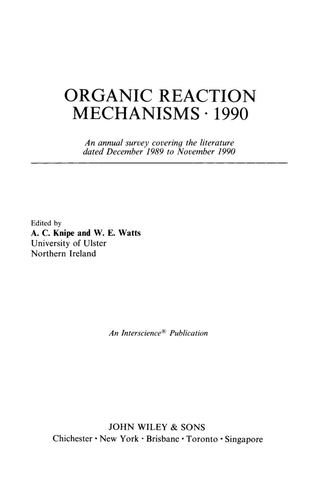 Organic Reaction Mechanisms 1990 An annual survey covering the literature dated December 1989 to November 1990 1st Edition â€“ PDF/EPUB Version Downloadable