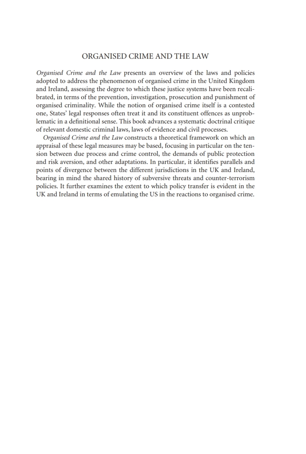 Organised Crime and the Law A Comparative Analysis 1st Edition â€“ PDF/EPUB Version Downloadable